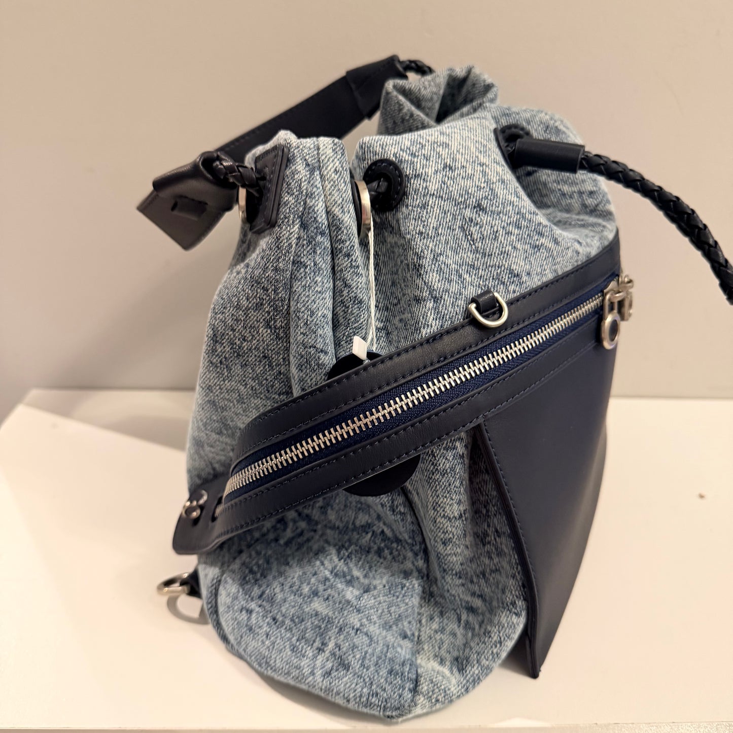 The Gloria V Bag -Lg Blue Denim/Leather
