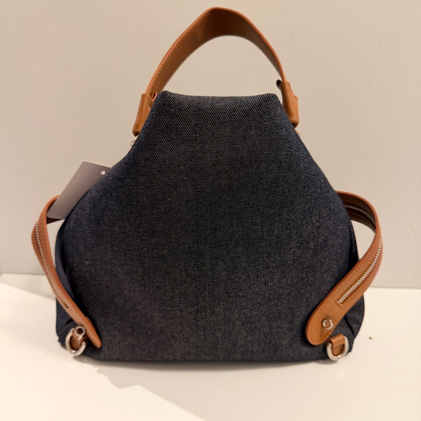 The Gloria V Bag -Lg Gray Denim/Leather