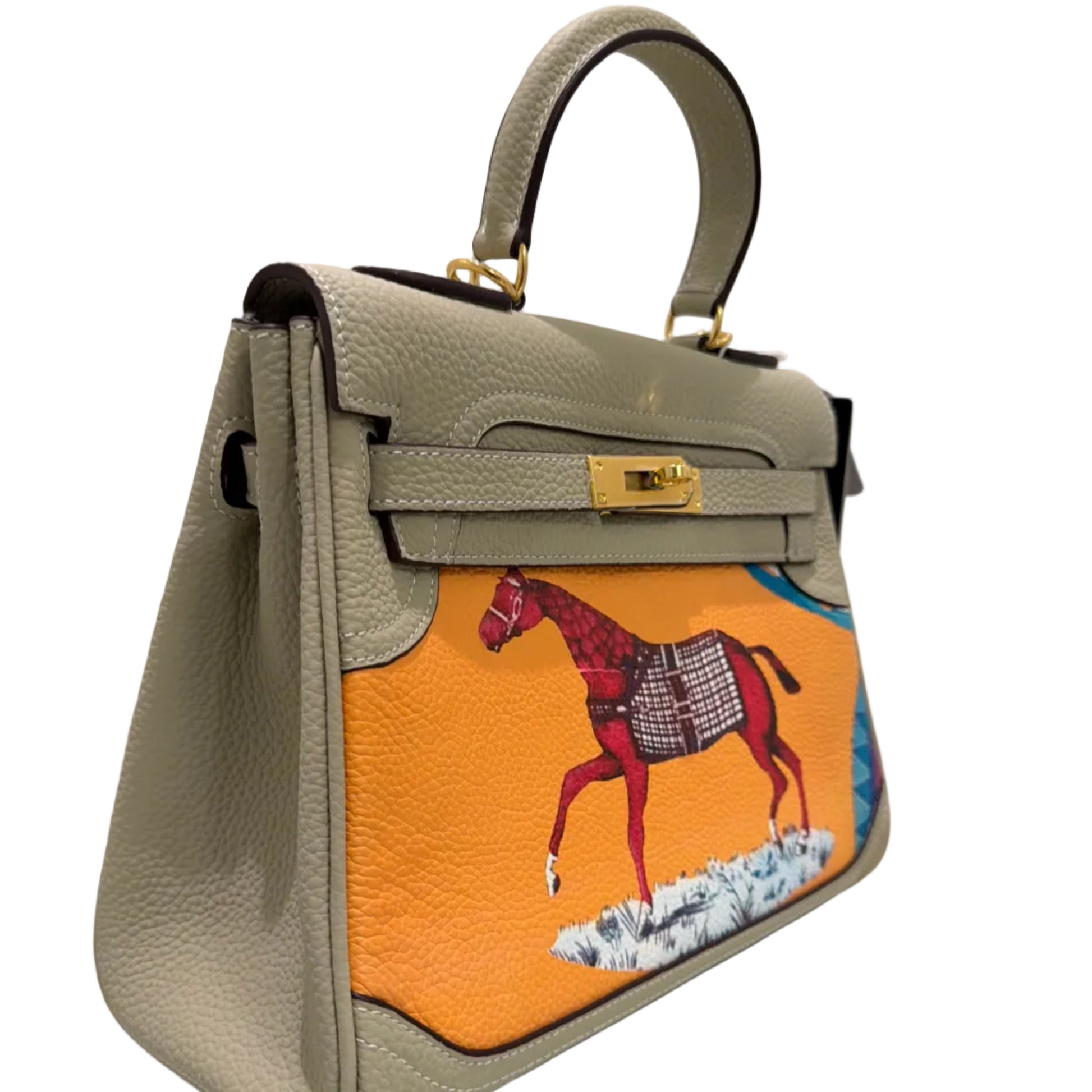 Handbag with artistic design on a white background