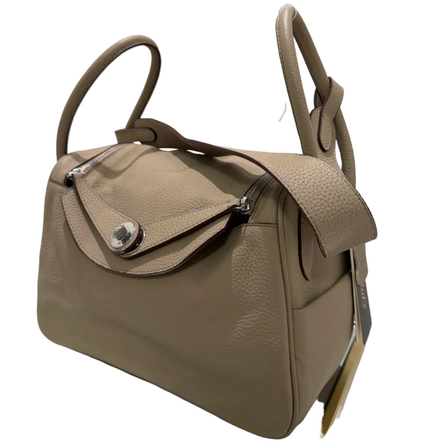 Beige backpack on a white background