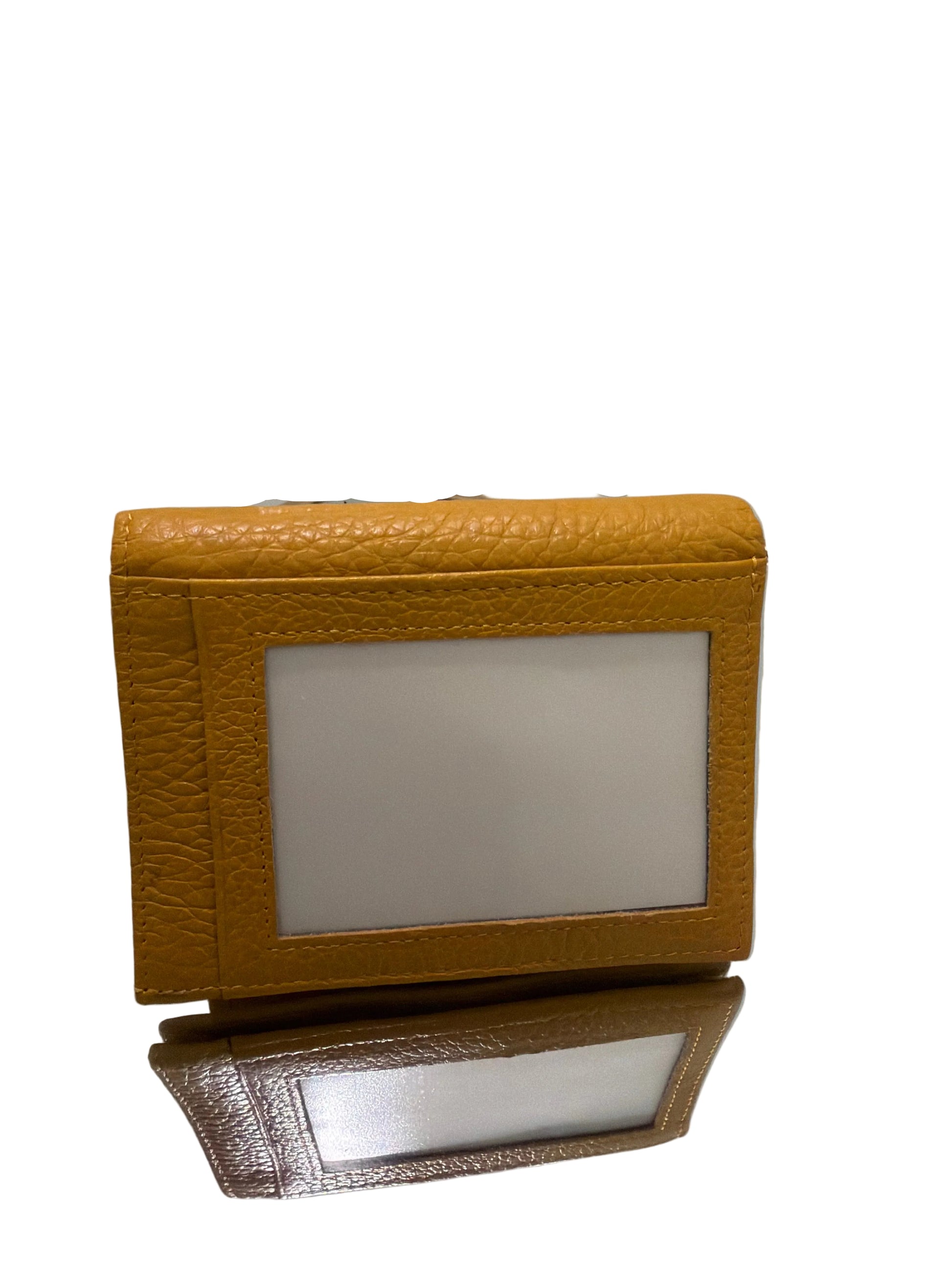 Two brown textured picture frames on a white surface