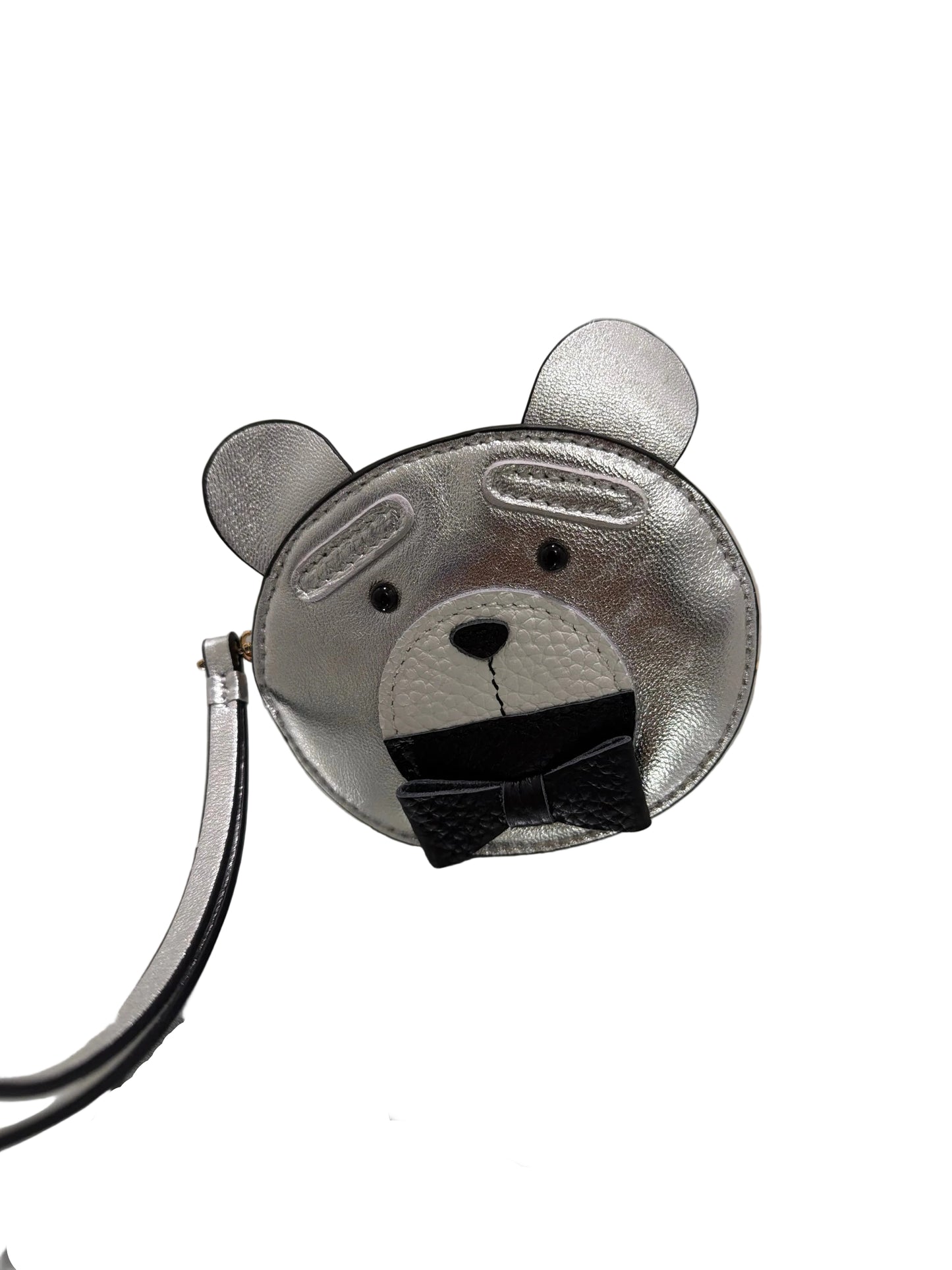 Metallic animal-shaped clips on a white background
