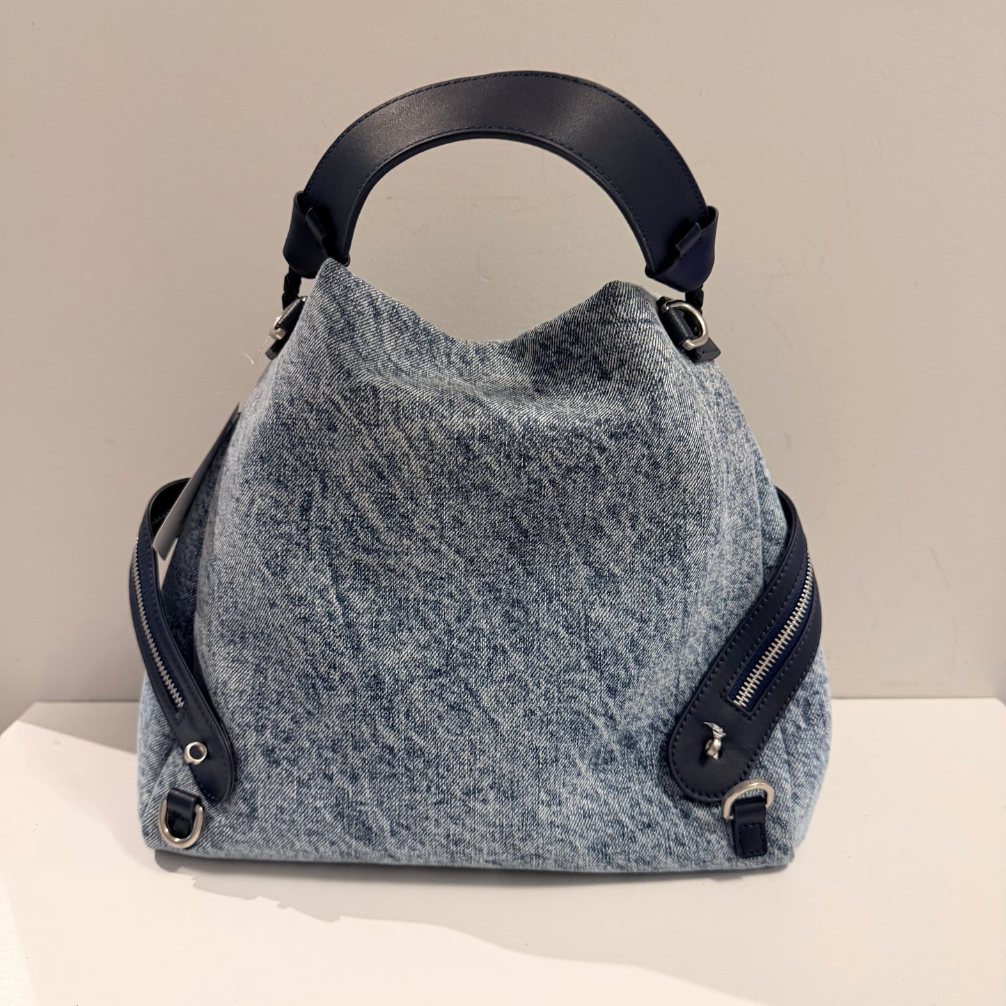 The Gloria V Bag -Lg Blue Denim/Leather