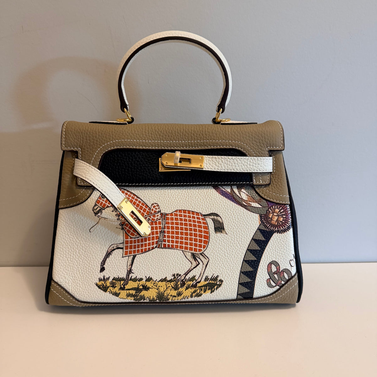 The Eugenia Bag-Taupe White Multi-Color