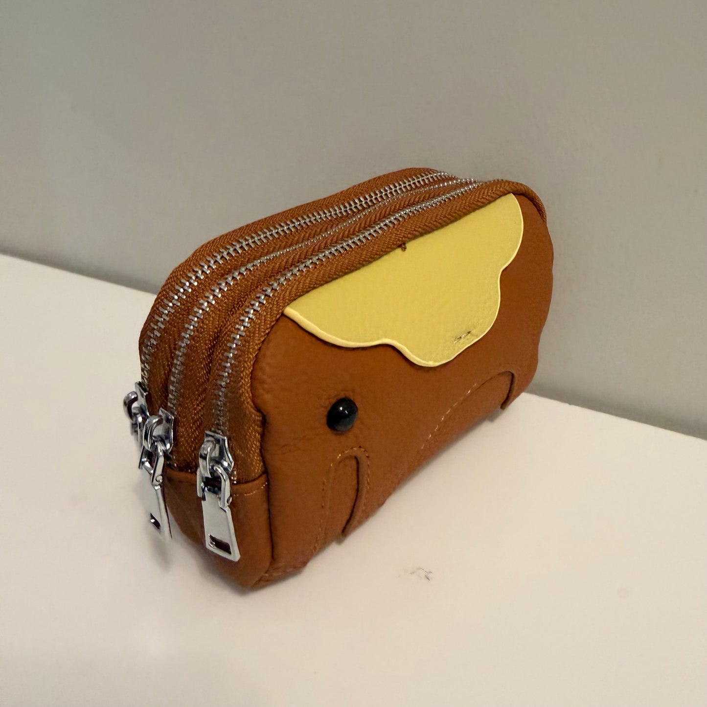 3 Zip Elephant Coin Wallet Brown