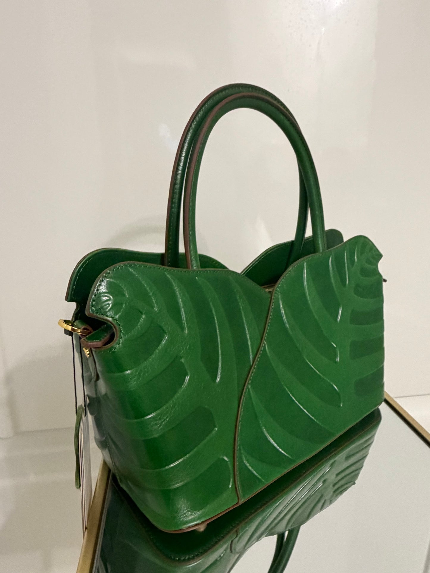 Double Sided Leaf Toto Bag-Green