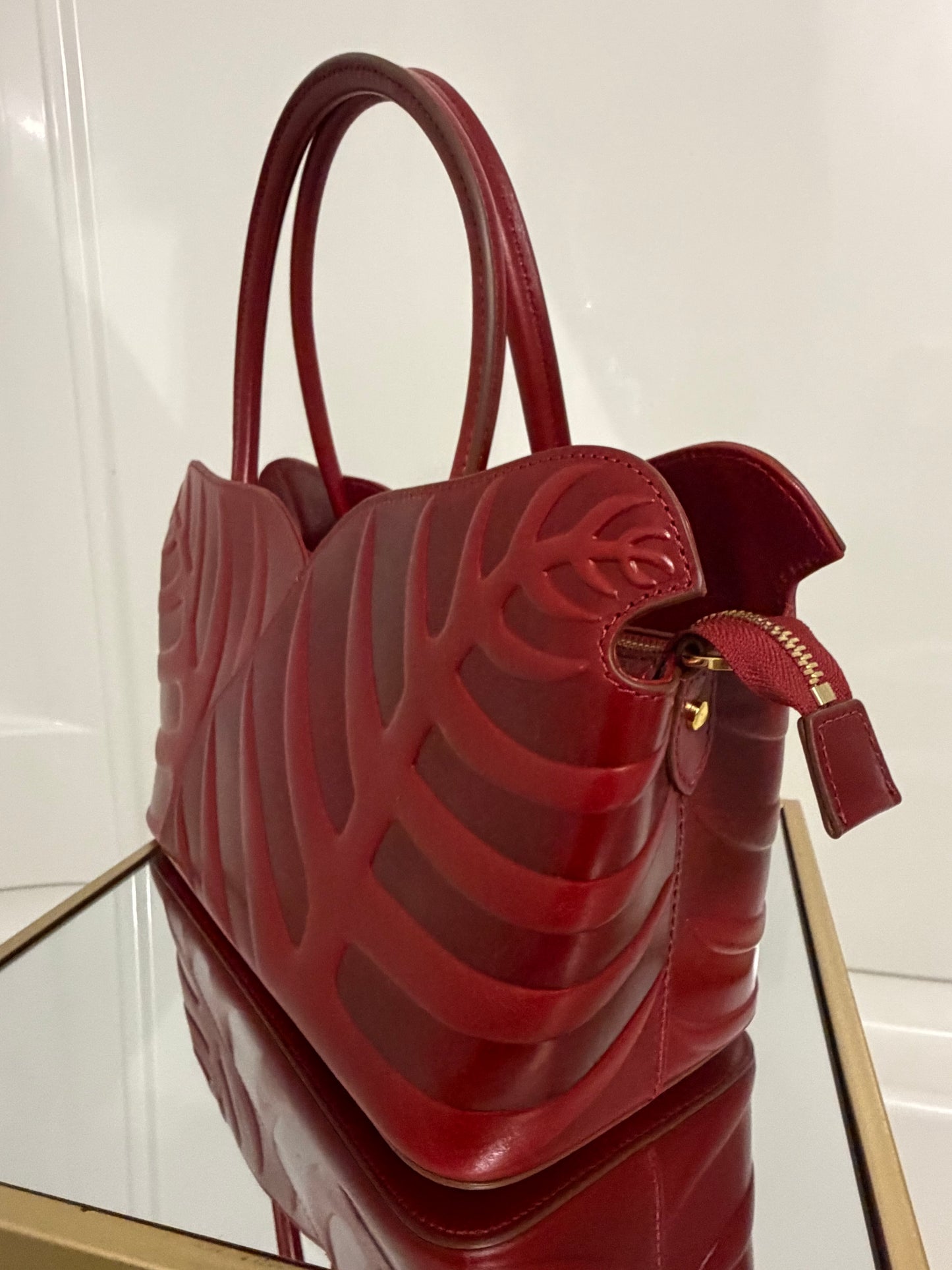 Double Sided Leaf Toto Bag-Red