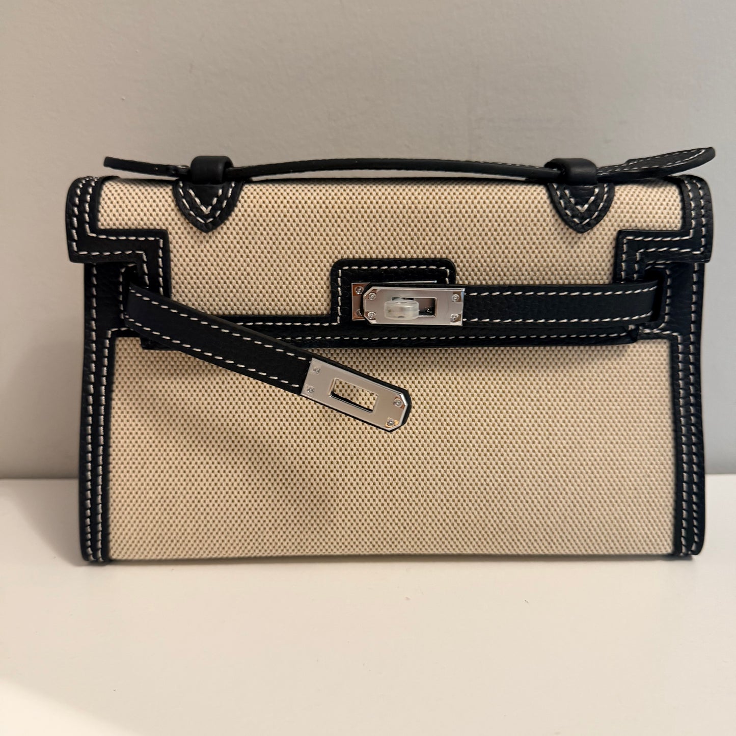 The Millie Canvas/Leather Bag - Black