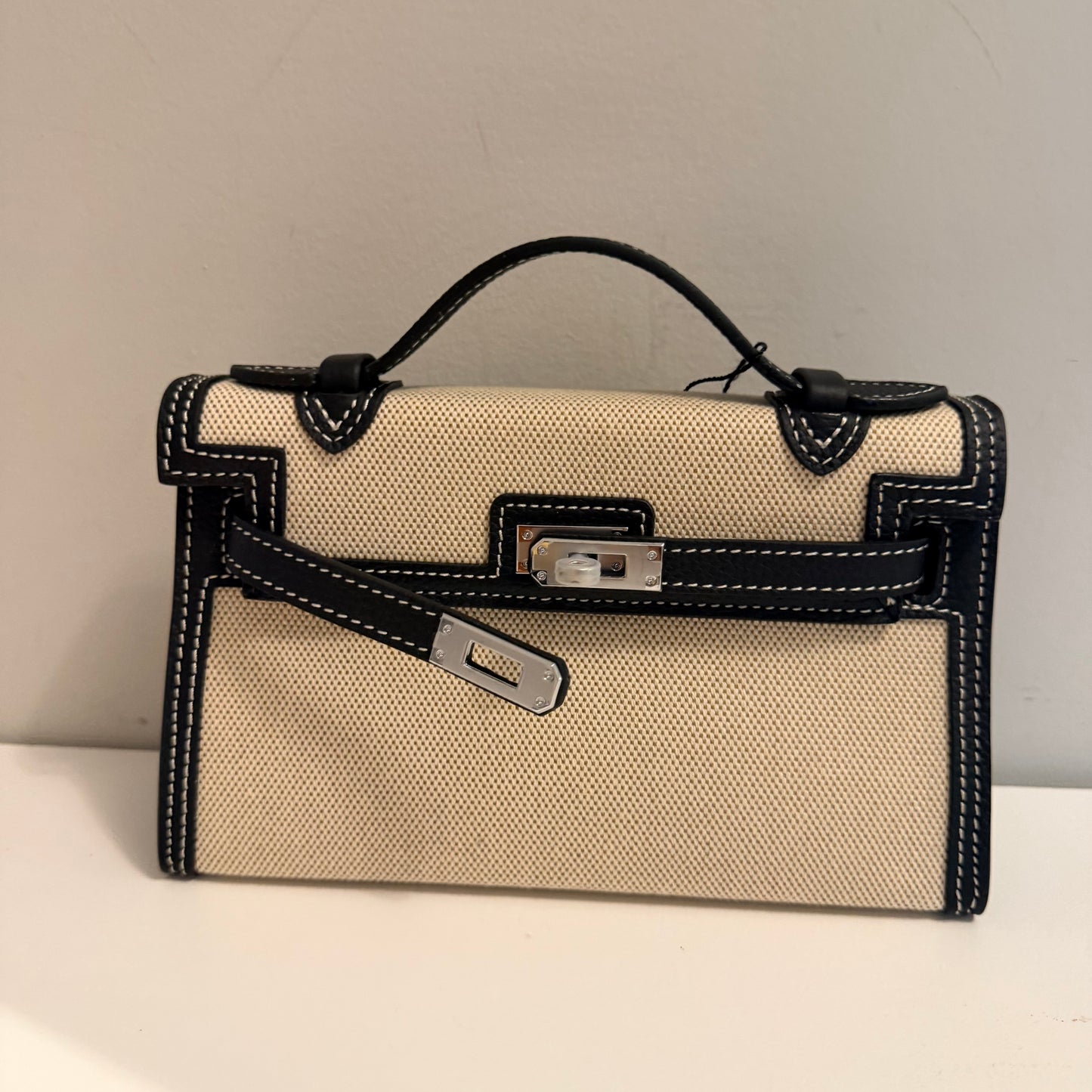 The Millie Canvas/Leather Bag - Black