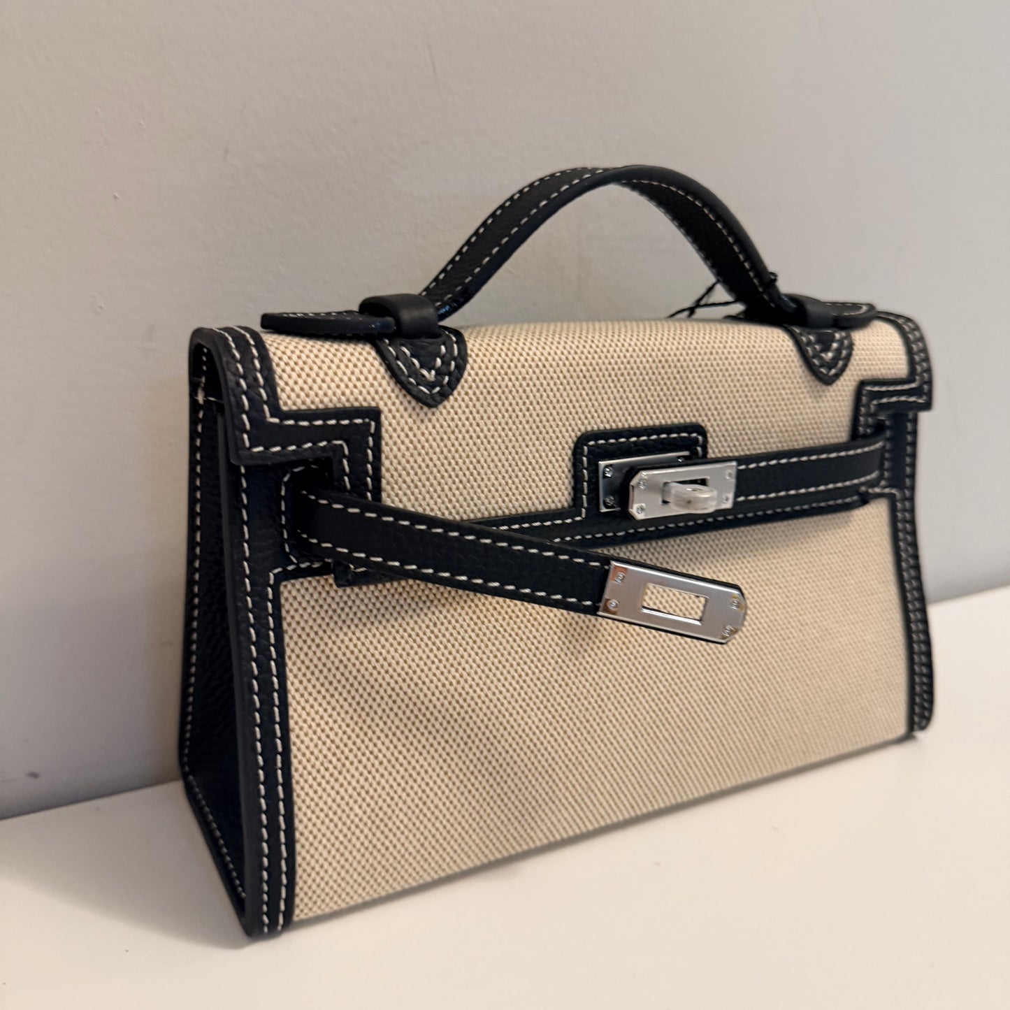 The Millie Canvas/Leather Bag - Black