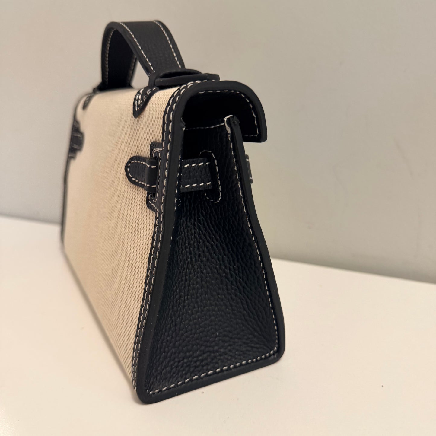 The Millie Canvas/Leather Bag - Black