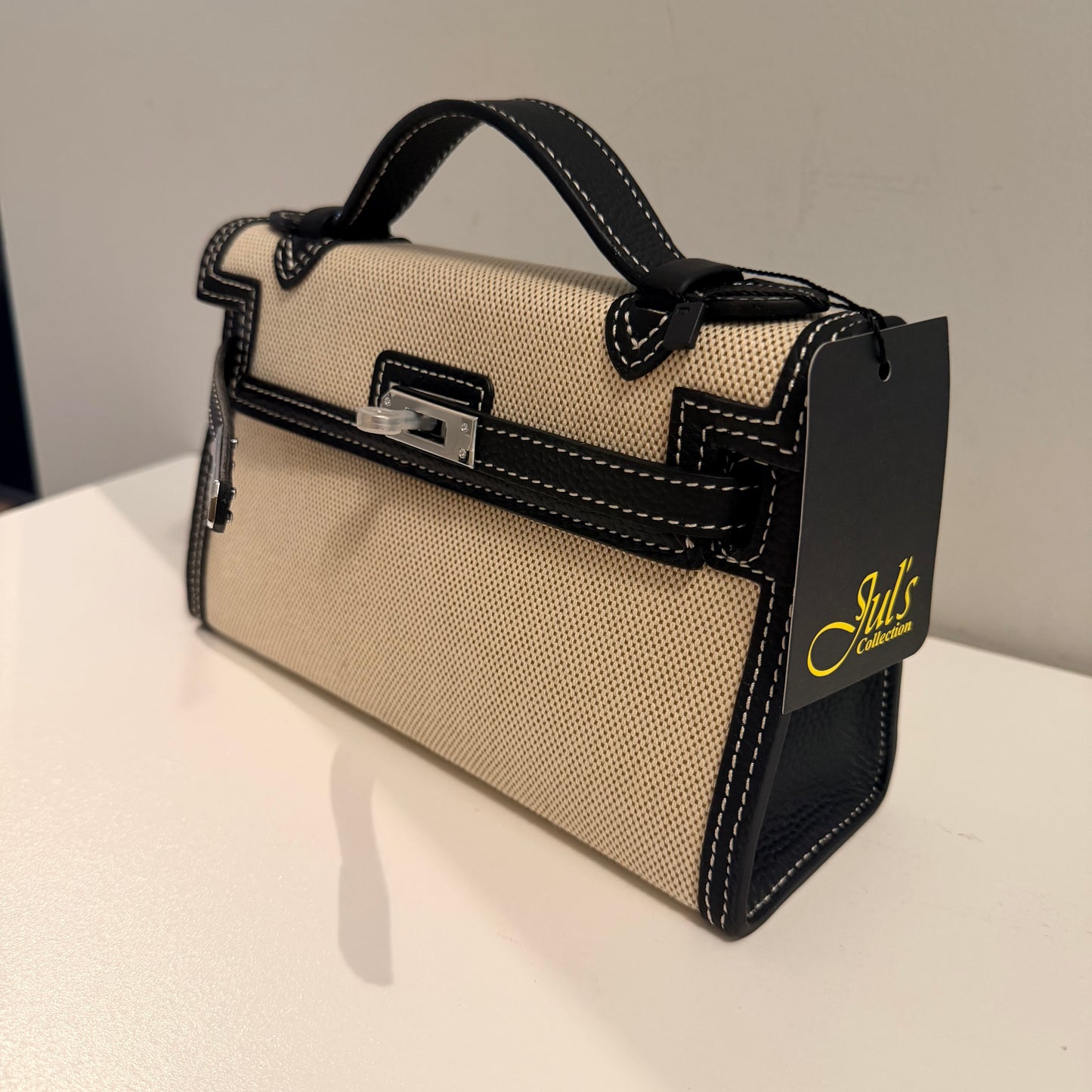 The Millie Canvas/Leather Bag - Black