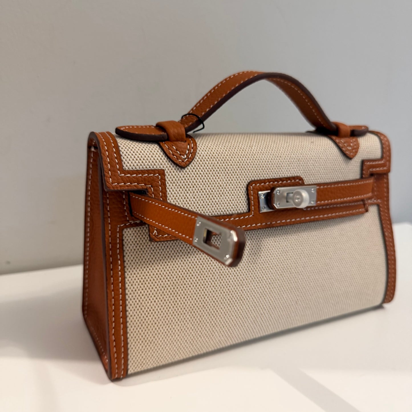 The Millie Canvas/Leather Bag - Brown