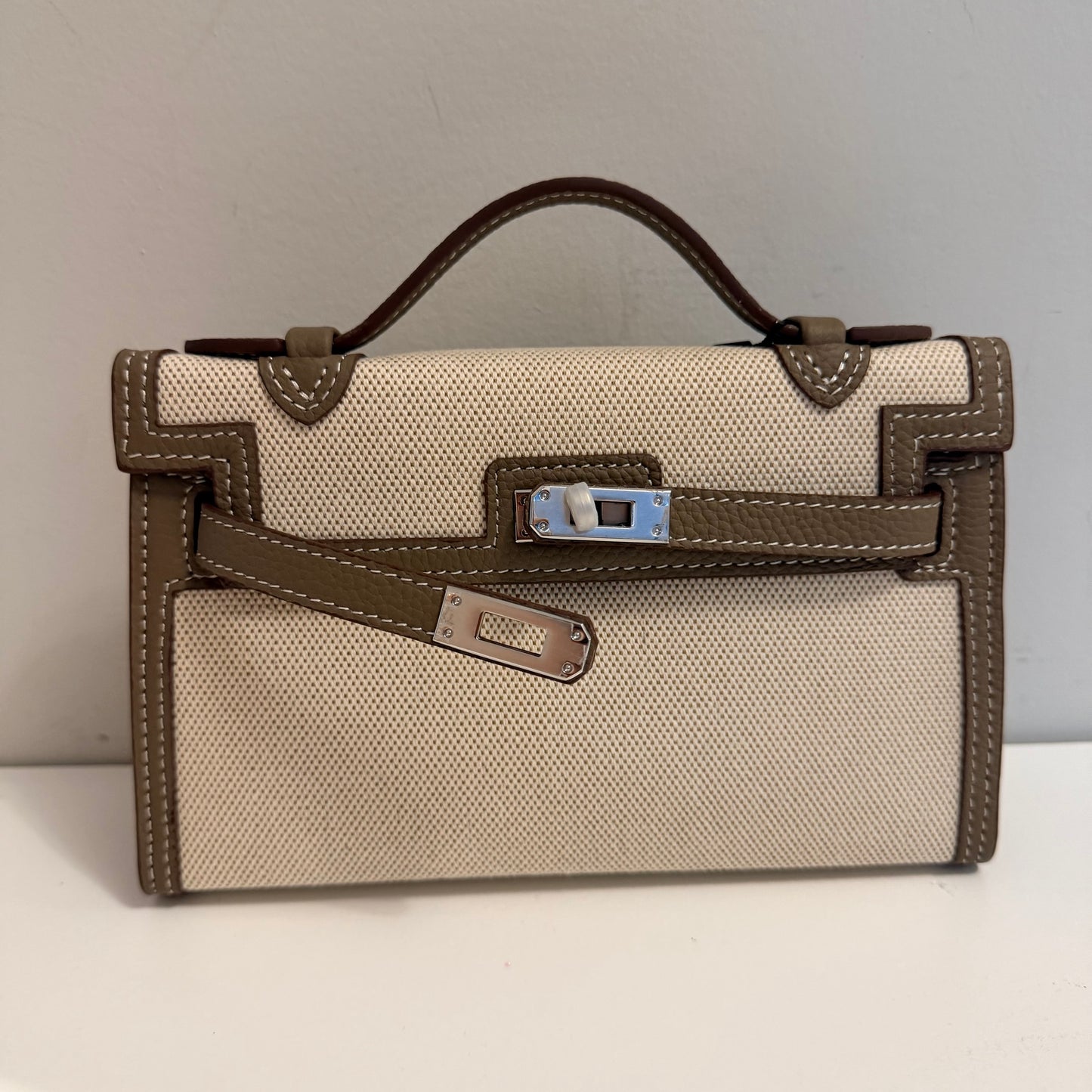 The Millie Canvas/Leather Bag - Taupe