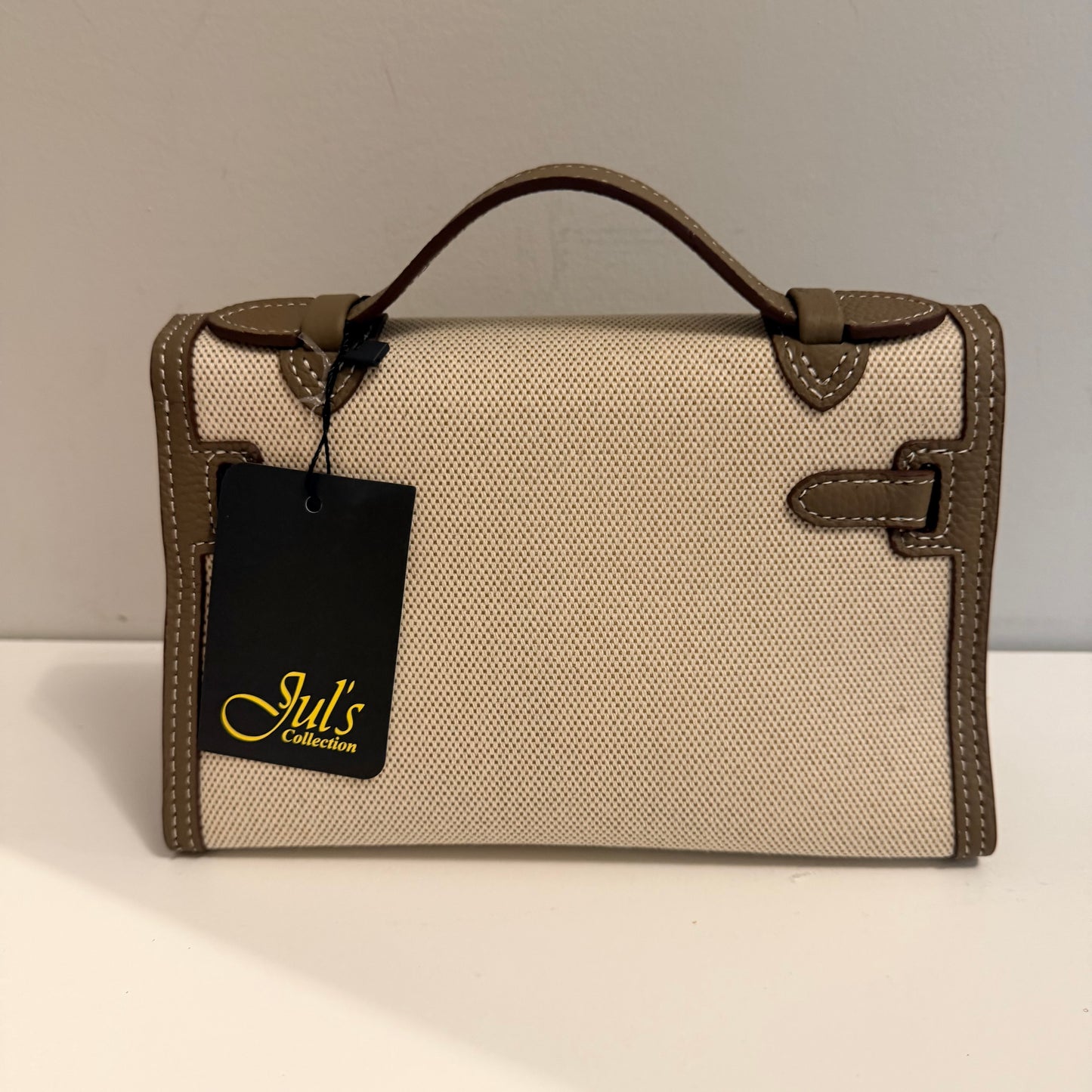 The Millie Canvas/Leather Bag - Taupe