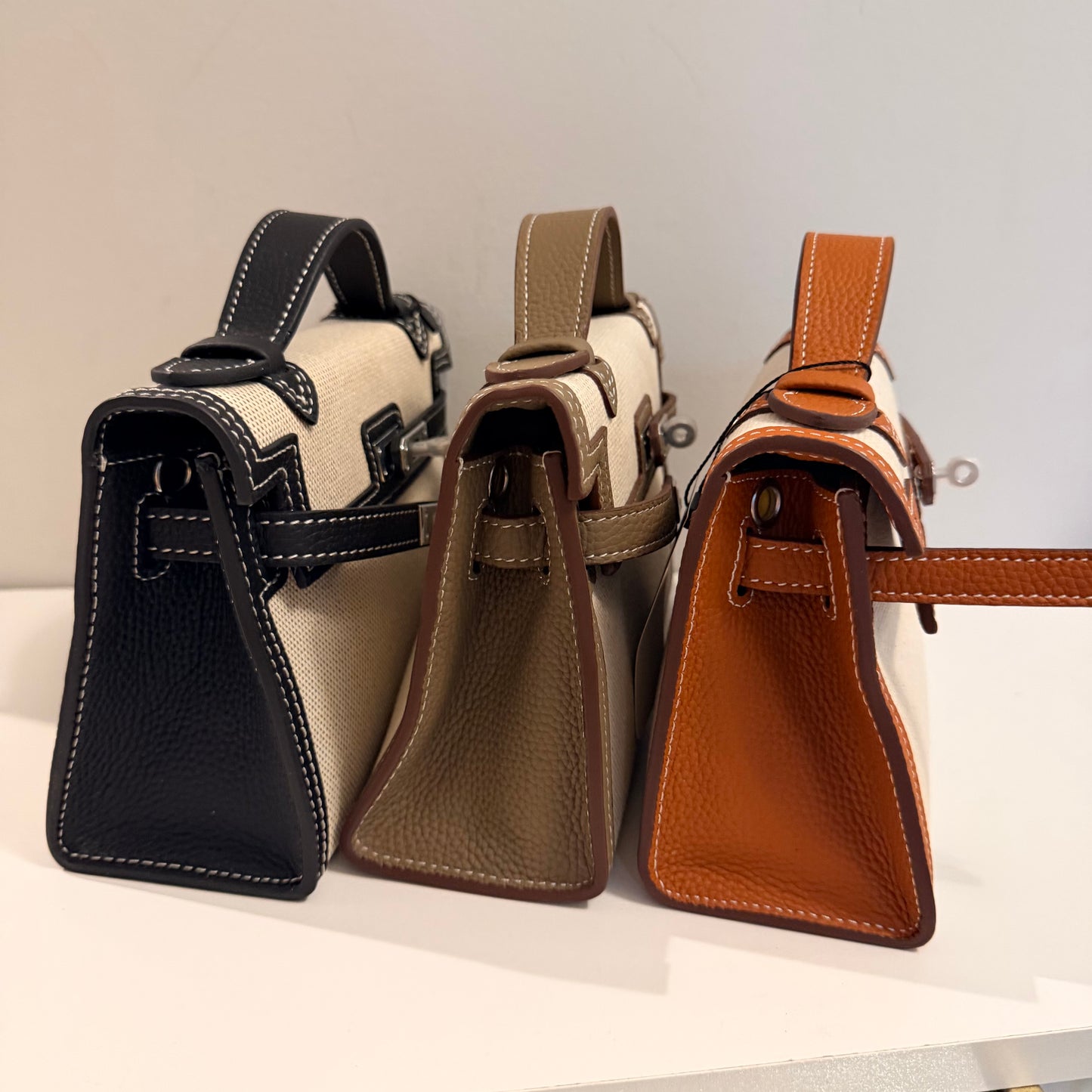 The Millie Canvas/Leather Bag - Taupe