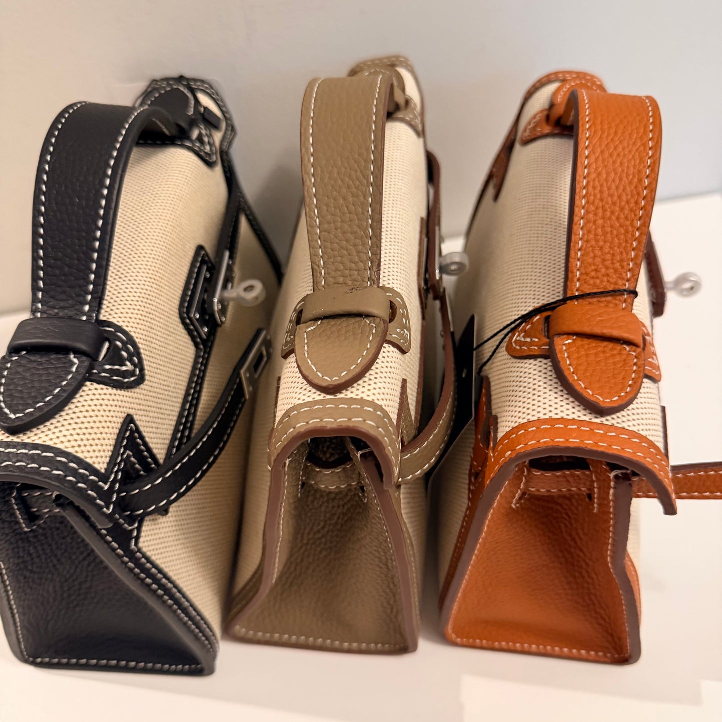 The Millie Canvas/Leather Bag - Taupe