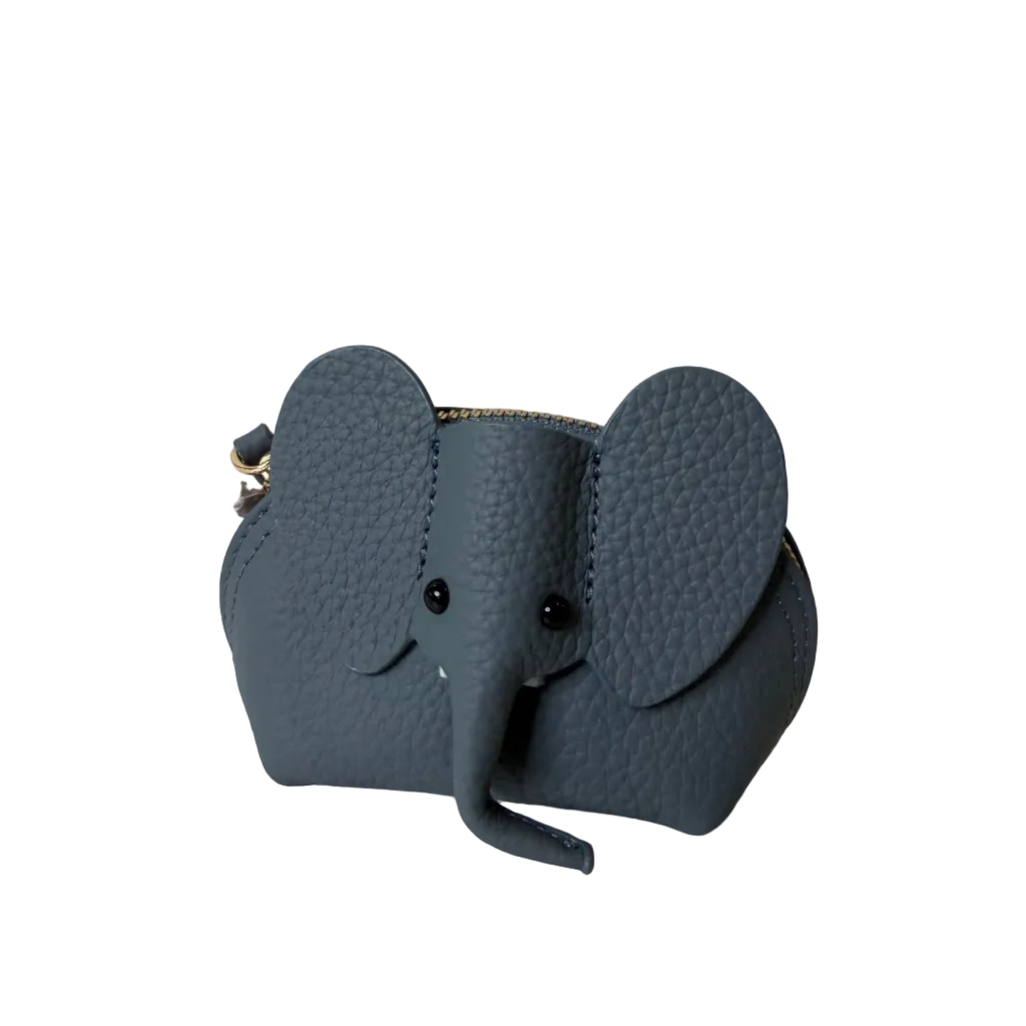 Gray elephant-shaped pouch on a white background