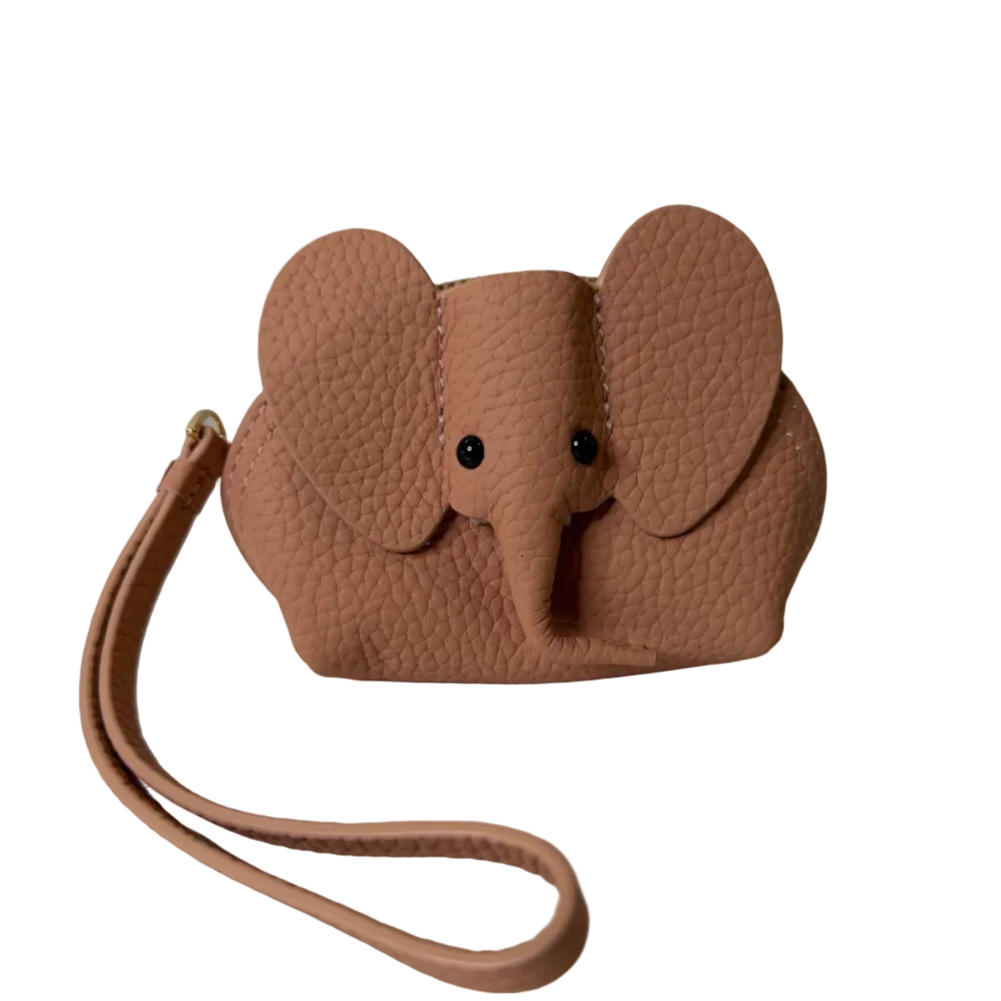 Brown leather dog-shaped key holder on a white surface