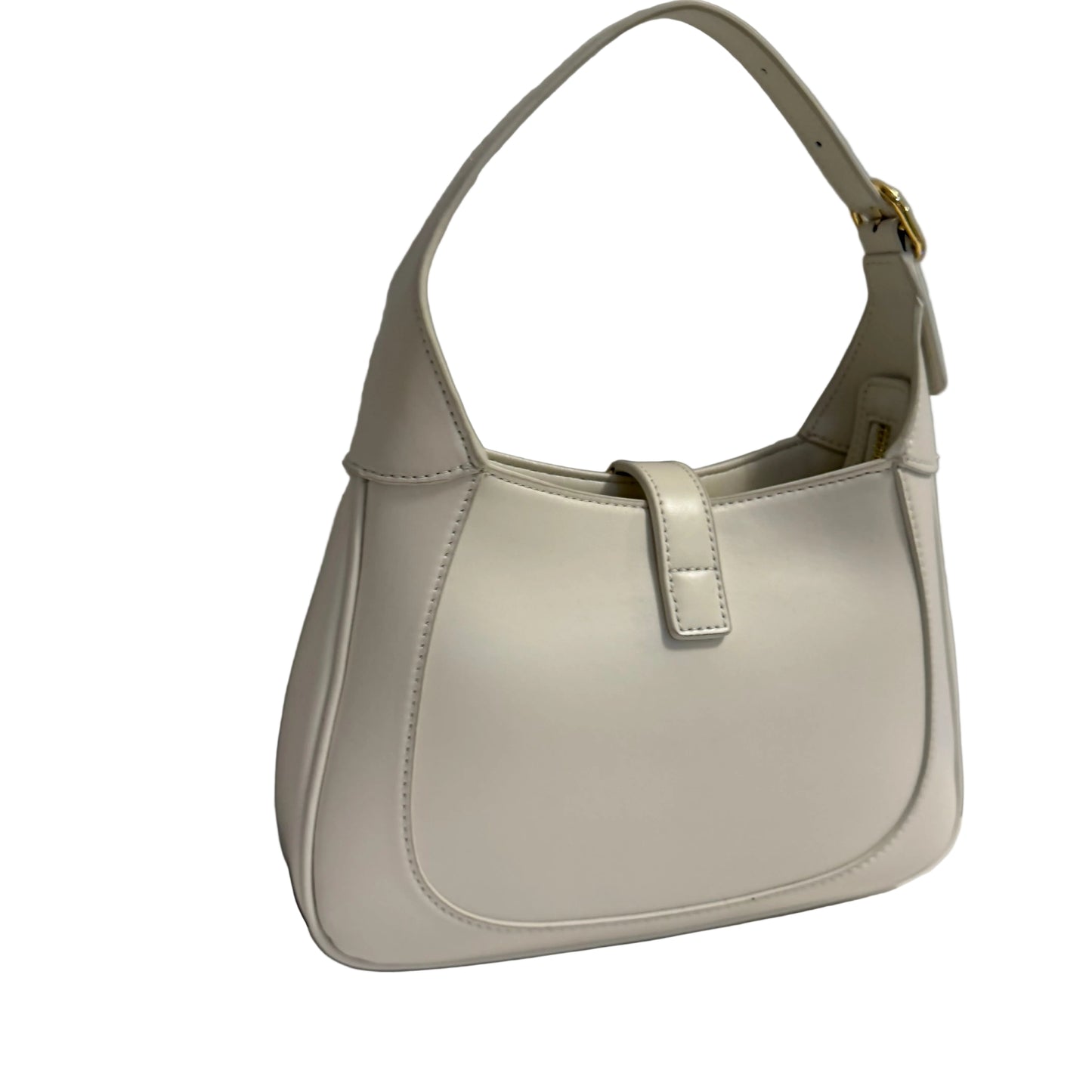 Beige handbag on a light gray background