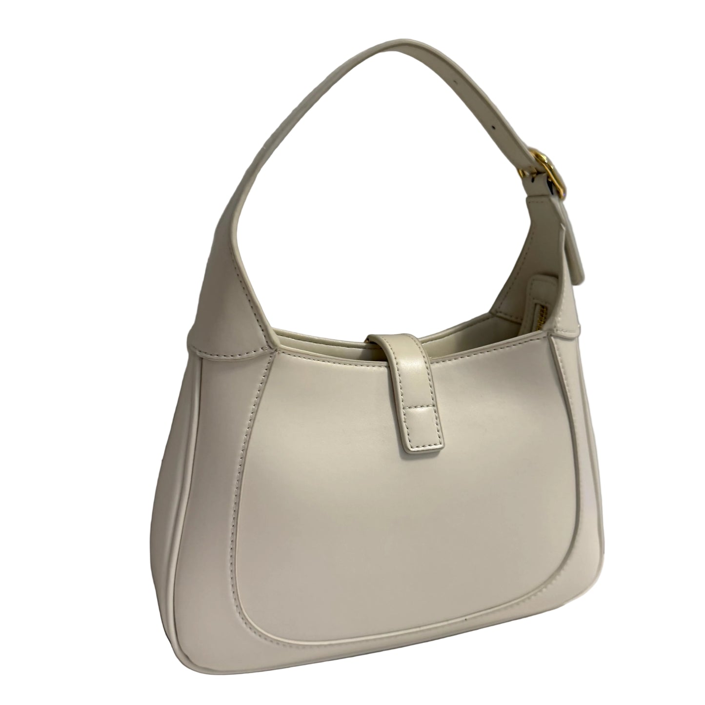 Beige handbag on a light gray background