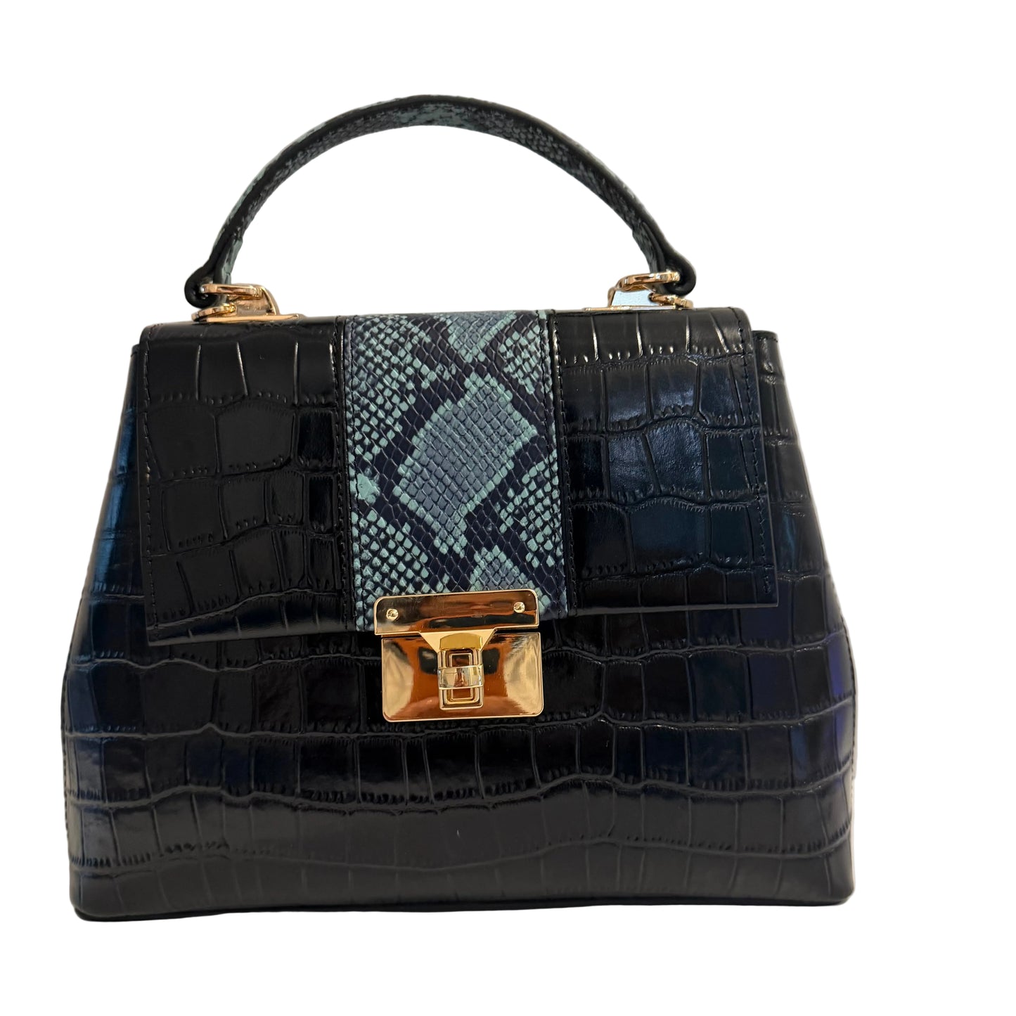 The Phoebe Bag - Black and Powder Blue Medium