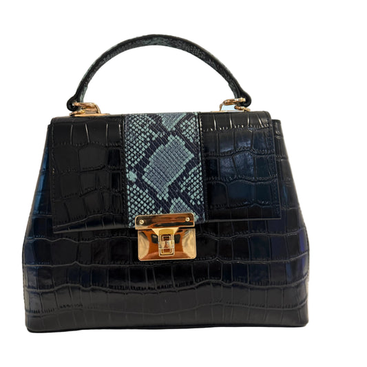 The Phoebe Bag - Black and Powder Blue Medium
