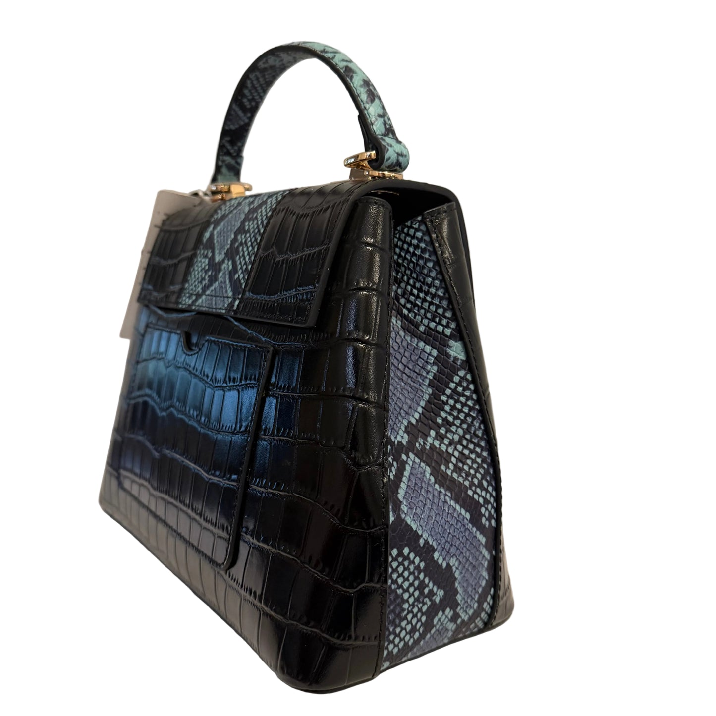 The Phoebe Bag - Black and Powder Blue Medium