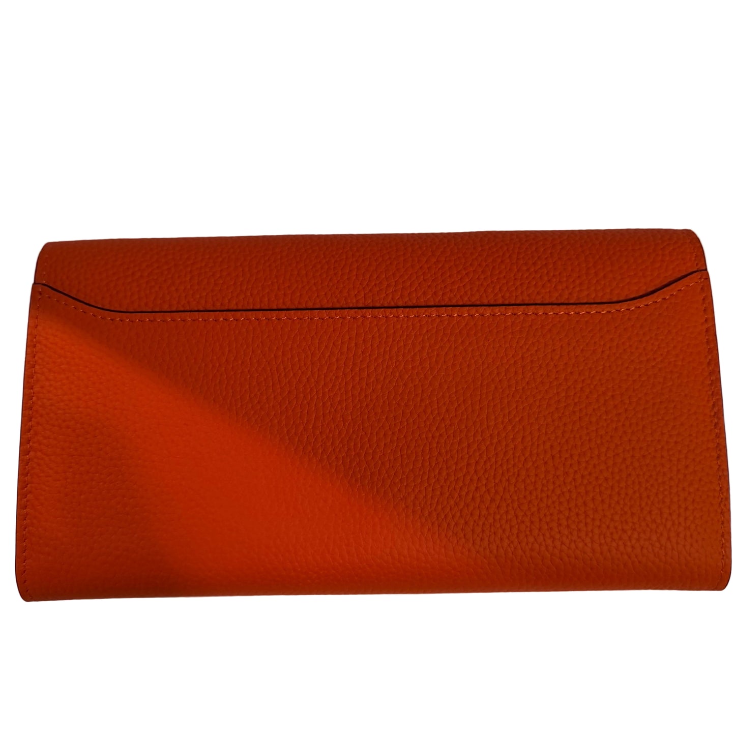 Orange leather wallet on a white background