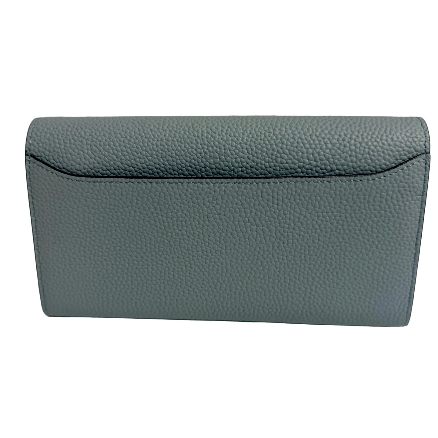 Blue textured wallet on a light gray background
