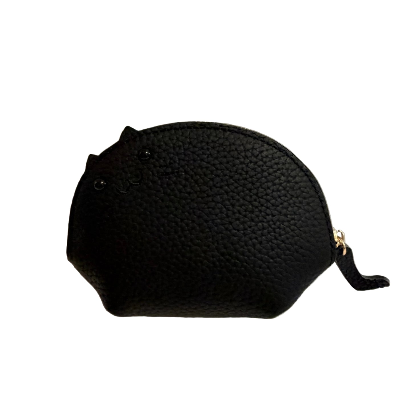 Black cat-shaped pouch on a light gray background