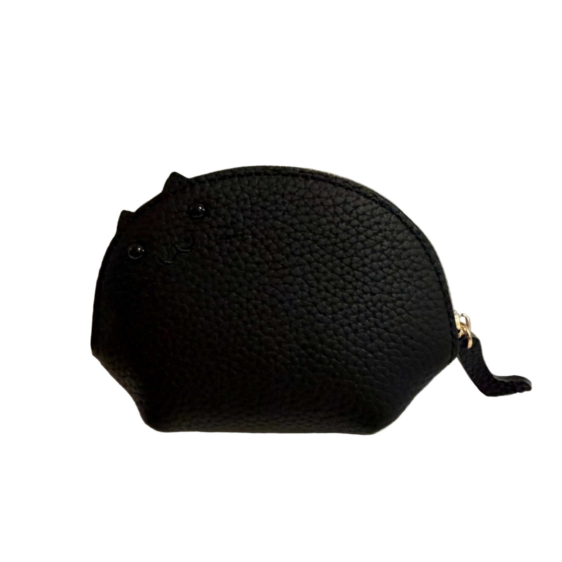 Black cat-shaped pouch on a light gray background