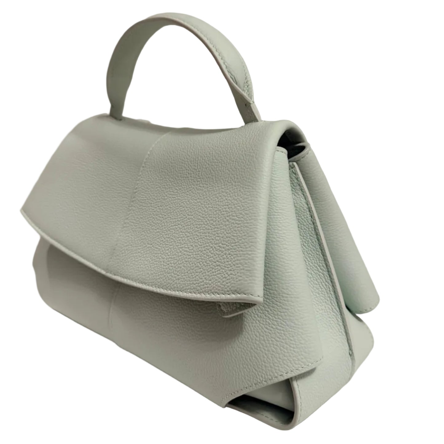 Light green handbag on a neutral background