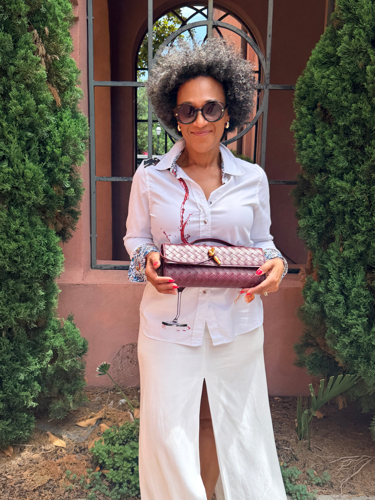 The L Bacall Bag-Burgundy  Large