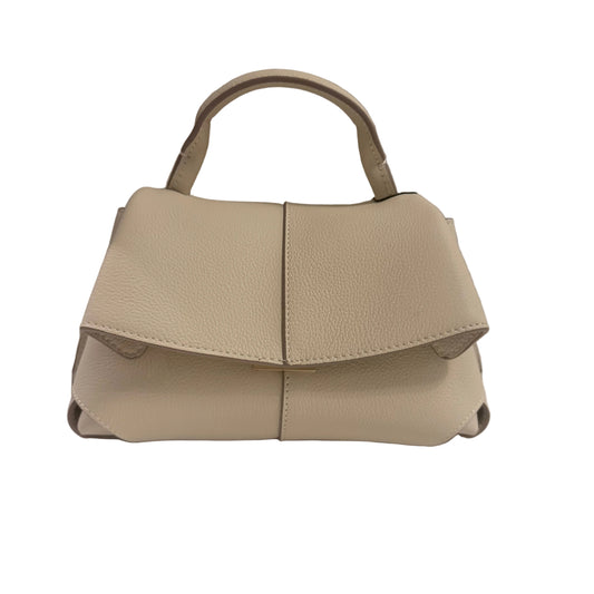 Beige handbag on a light gray background